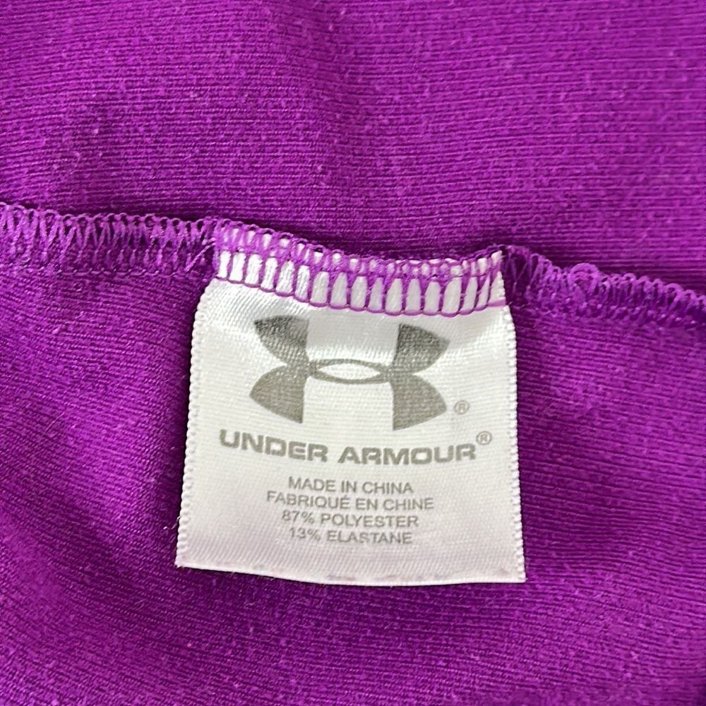 Under Armour UA Womens Top Shirt Size Medium Purple Cold Gear Long Sleeve Hooded - Picture 9 of 12